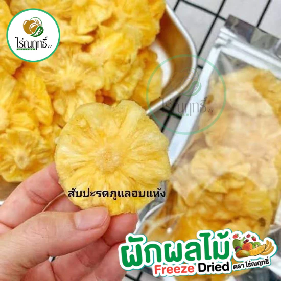 สับปะรดภูแลแท้อบแห้ง ไม่เติมน้ำตาล ตรา ไร่ณฤทธิ์ เกรดAAA ชิ้นใหญ่ หอมอร่อยได้รสชาติ100%