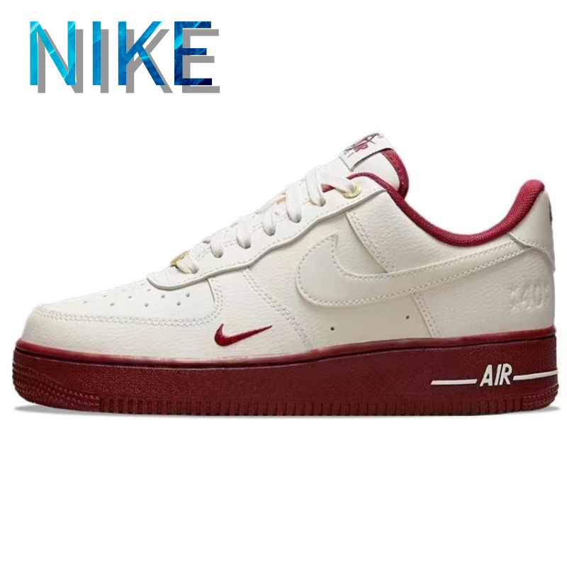 Nike Air Force 1Low07 se รองเท้าผ้าใบไม่หุ้มข้ออินเทรนด์ของผู้หญิงสีเบจแดง