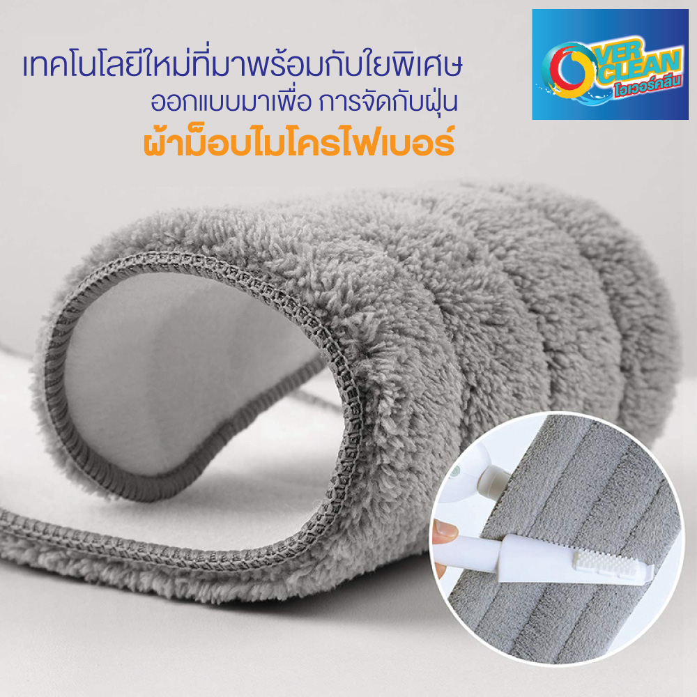 ผ้าไมโครไฟเบอร์ใยละเอียดสูง สำหรับม็อบดันฝุ่น 65 เซนติเมตร (แพ็ค 2 ผืน)
