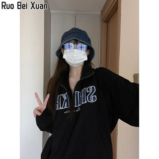 Ruo Bei Xuan ใหม่ของผู้หญิงหล่นไหล่แถบเย็บปักถักร้อยเสื้อโปโลเสื้อสเวตเตอร์