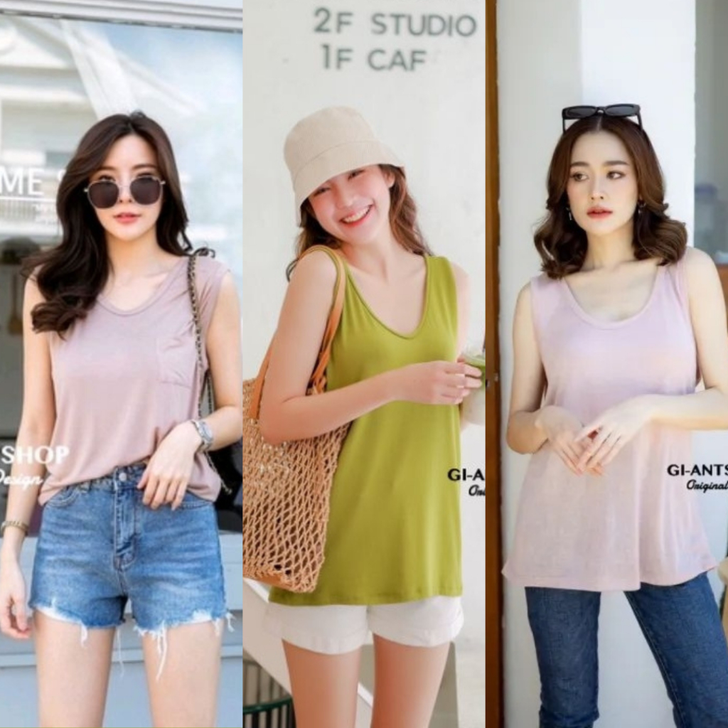 Gi-ants​ เสื้อกล้ามมาร์กี้ หน้าร้อน คอยูวีกุ้น ผ้าเรย่อน  กล้ามผ้าใยมะพร้าว CARDIGAN_NISTA​ (GIAA3F)