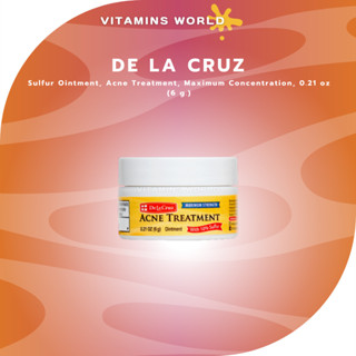 De La Cruz, Sulfur Ointment, Acne Treatment, Maximum Concentration, 0.21 oz (6 g.) (V.629)