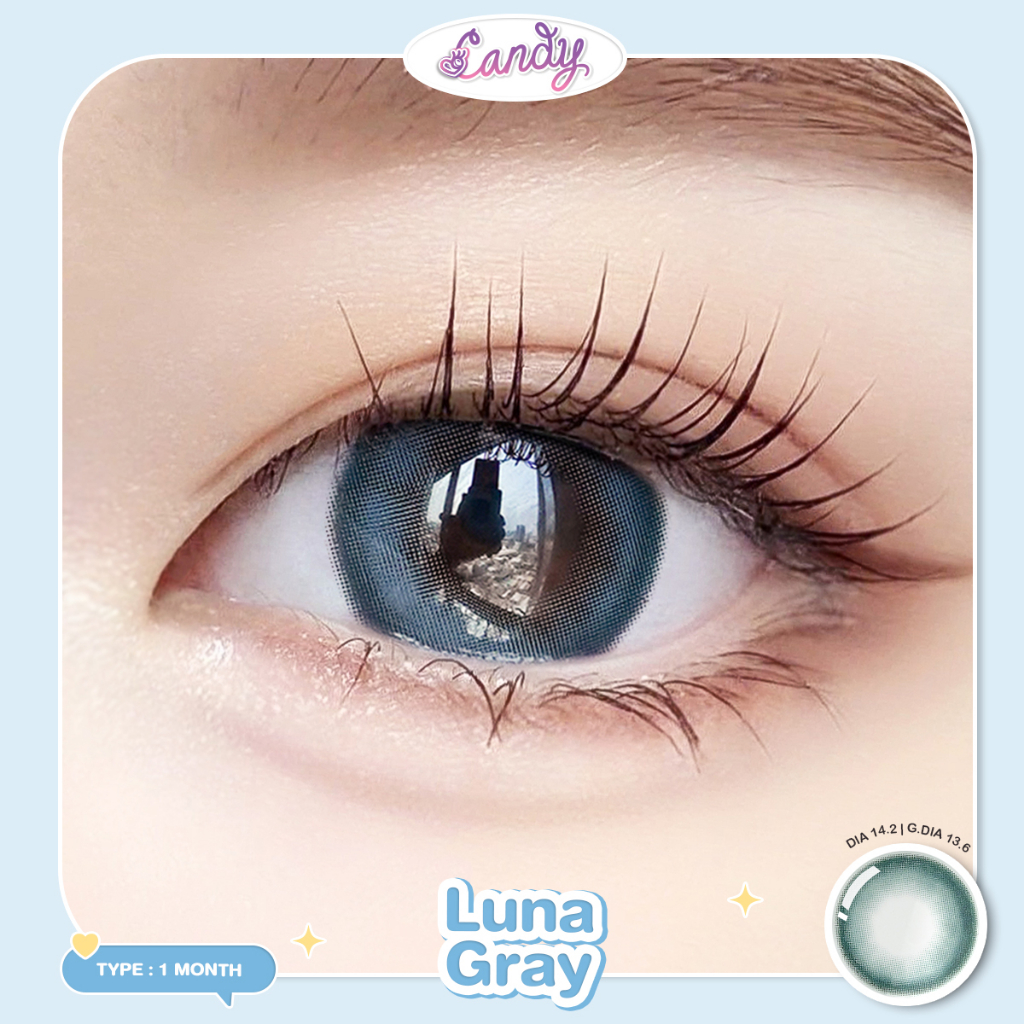 Candylens คอนแทคเลนส์ รุ่นLuna สีเทา พร้อมส่งค่าสายตาสั้นและปกติ0.00-10.00
