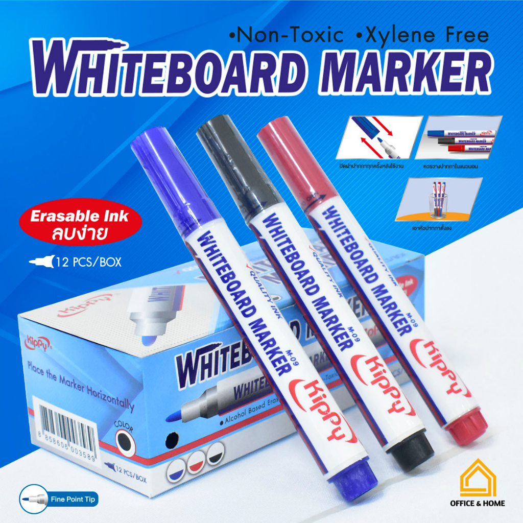ปากกาไวท์บอร์ด ตรา KIPPY (ยกกล่อง 12 แท่ง) whiteboard marker คิปปี้