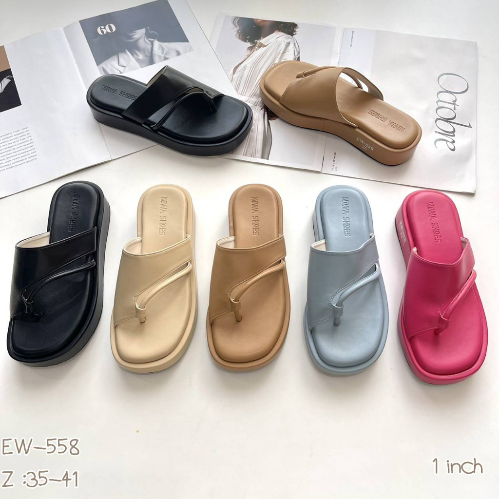 NIWA SHOES   รองเท้าส้นโฟม สูง 1 นิ้ว พรีเมี่ยมสุดดดดดดดด รหัสสินค้า Ew-558 ราคา ถูกที่สุด ดีลบีเคเค