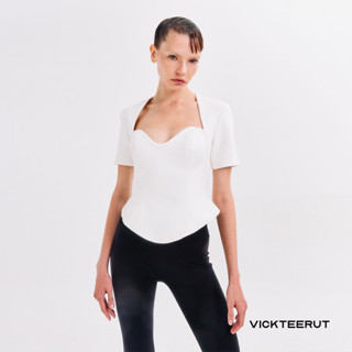 VICKTEERUT Short Sleeve Bustier Blouse เสื้อแขนสั้น เข้ารูป