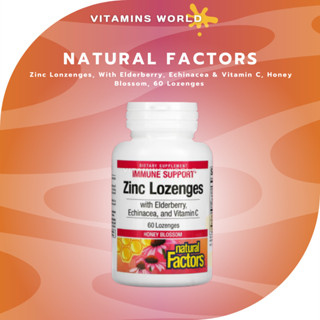 Natural Factors, Zinc Lonzenges, With Elderberry, Echinacea &amp; Vitamin C, Honey Blossom, 60 Lozenges (V.782)