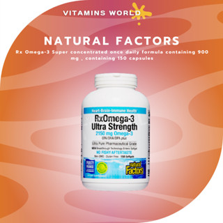 Natural Factors, Rx Omega-3 Super concentrated once daily formula containing 900 mg , containing 150 capsules(V.131)