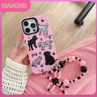 💲คูปองเคลม💲เคสไอโ case for iphone 11 12 ลูกสุนัขสีดำ มีโซ่ เคส 14 13 12 11 pro max ได้รับการปกป้องอย่างเต็มที่และทนทาน