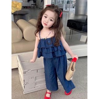 ชุดเซ็ตสายเดี่ยวสไตล์เกาหลีแต่งระบาย 2 ชั้น