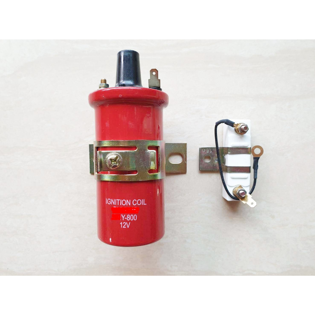 คอยล์จุดระเบิด+รีเชพเต้นท์ คอยจานจ่าย 12V ใช้ทั่วไป เบอร์ #800 ไต้หวัน 1ตัว งานOEM