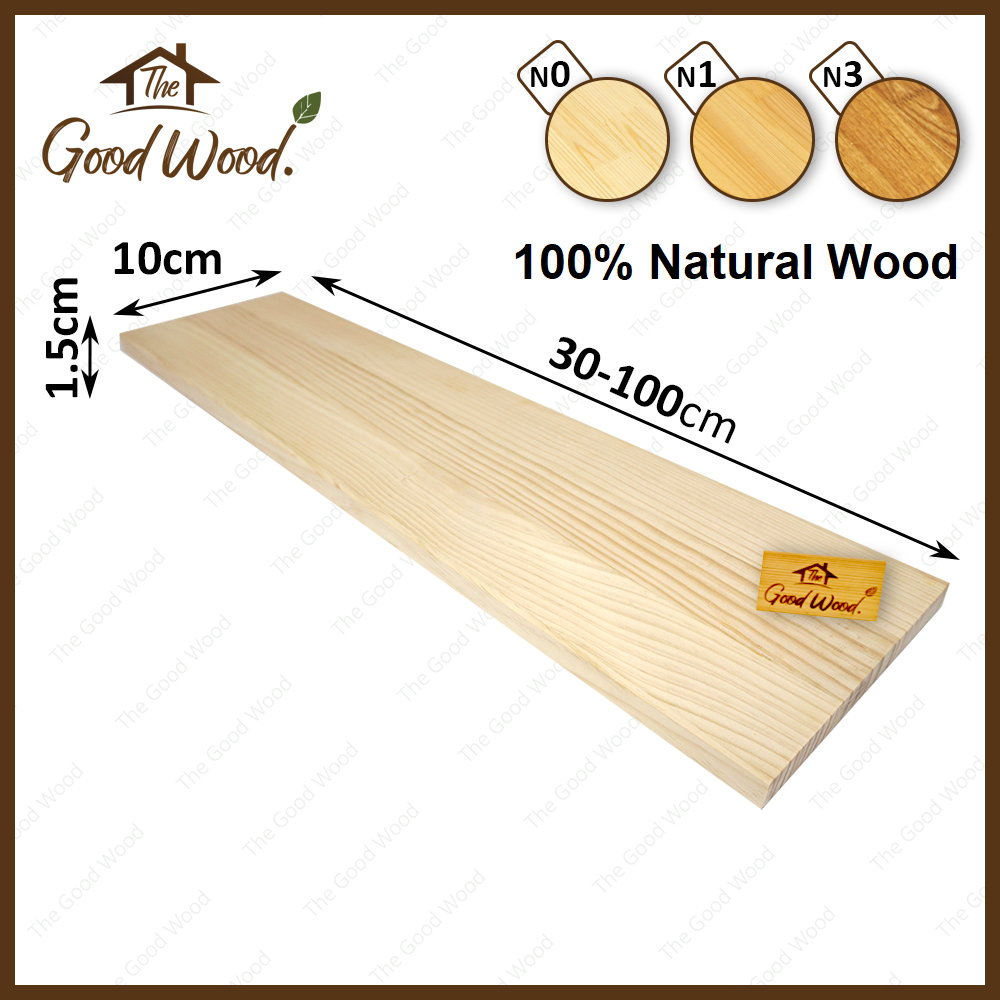 (จัดส่ง 1-2 วัน) ชั้นวางของ ไม้สน หนา 15 mm.กว้าง 10 cm. x ยาว 30-100 cm. AB ต่อลายเส้นตรง ไม้สนนอกประสาน ชั้นวางหนังสือ