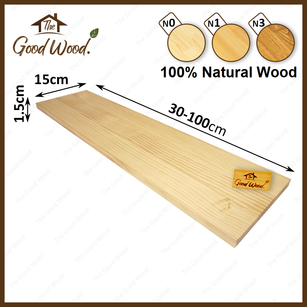 (จัดส่ง1-2วัน) ชั้นวางของ ไม้สน หนา 15mm. กว้าง 15cm. x ยาว 30-100cm. ABต่อลายเส้นตรง ไม้สนประสาน