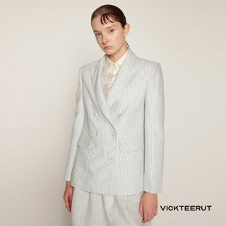 VICKTEERUT Double Breasted Linen Blazer เบลเซอร์ กระดุมสองแถว ลินิน