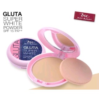 BSC JEANS GLUTA SUPER WHITE POWDER SPF 15 PA++ C2 สำหรับผิวขาวเหลืองถึงผิวสองสี แป้งหน้าเด็ก เนื้อเนียน กันน้ำ ติดทนนาน