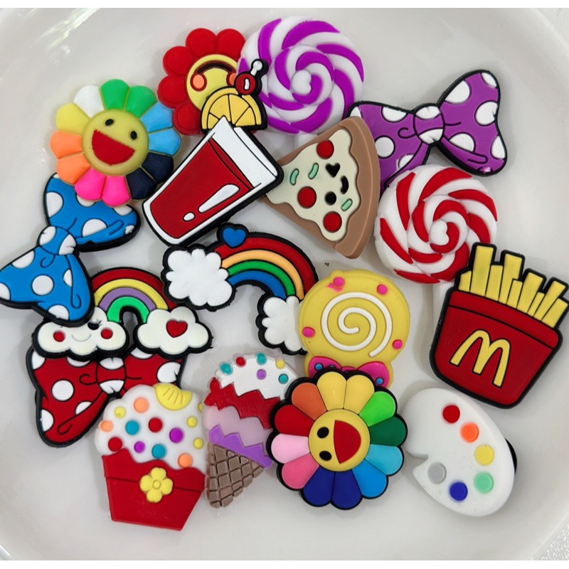 พร้อมส่ง จิ๊บบิท ตัวติดรองเท้าลายน่ารัก คละแบบ 20,60,100ชิ้น ยาง เรซิ่น - รูปที่ 2