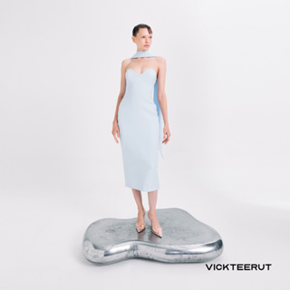 VICKTEERUT Strapless Bustier Dress with Matching Shawl เดรสเกาะอก เข้ารูป พร้อมพันคอ