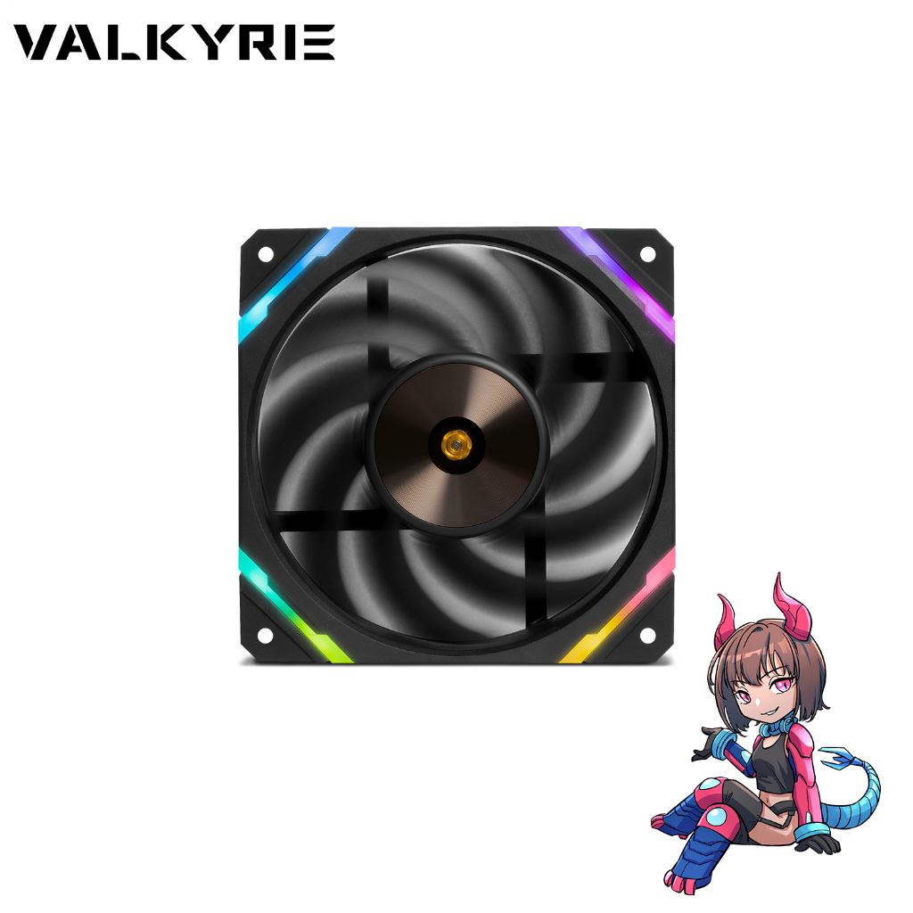 พัดลมระบายความร้อน Valkyrie X12 Black S-RGB 12cm Cooling Fan 80CFM 3.14mmH2O ARGB Ready รับประกันสินค้า 5 ปี