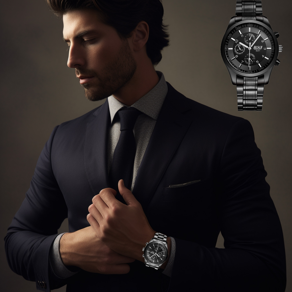 Bosck ดำ ดำ นาฬิกาข้อมือแฟชั่นผู้ชาย-ผู้หญิง สายสแตนเลสดำ หน้าปัดดำ กันน้ำได้ รุ่น Black/Black B011ก