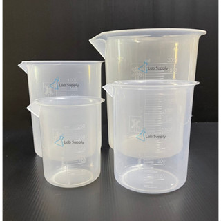 Beaker PP (Plastic), EU Design บีกเกอร์พลาสติก (ไม่มีหูจับ) ขนาด 250 500 1000 2000 ml. (No Brand)(India)