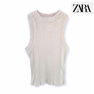 เสื้อแขนกุดสีเบจสีครีม มินิมอล ป้าย ZARA