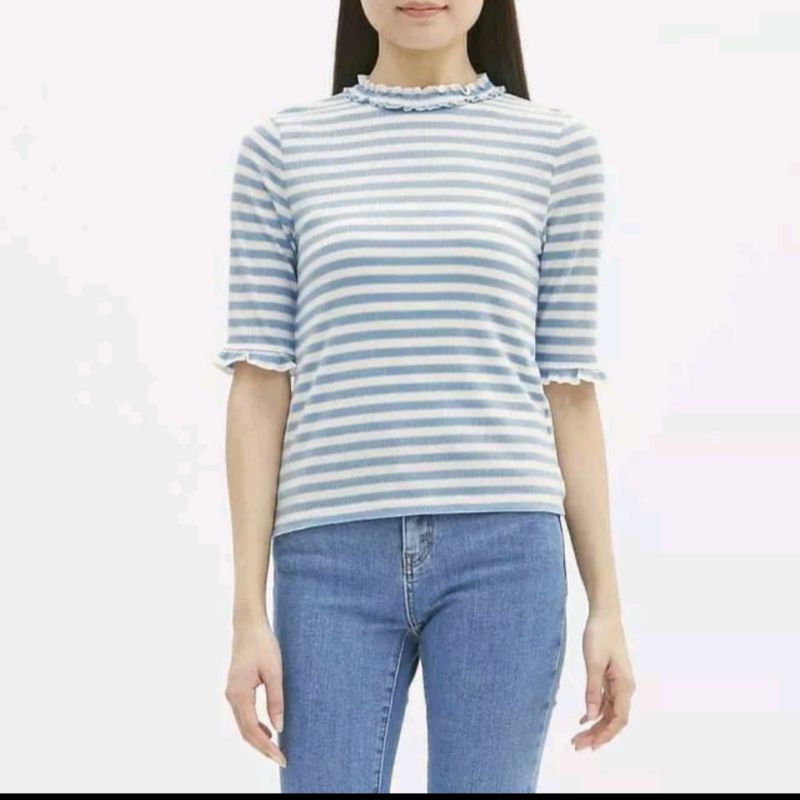 เสื้อยืดรายริ้วคอเต่า แบรนด์GU