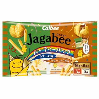 Calbee Jagabee Party Pack คาลบี้ จากาบี้ มันฝรั่งแท่งอบกรอบ จากประเทศญี่ปุ่น 96g (แบบถุง16gx6ซอง)