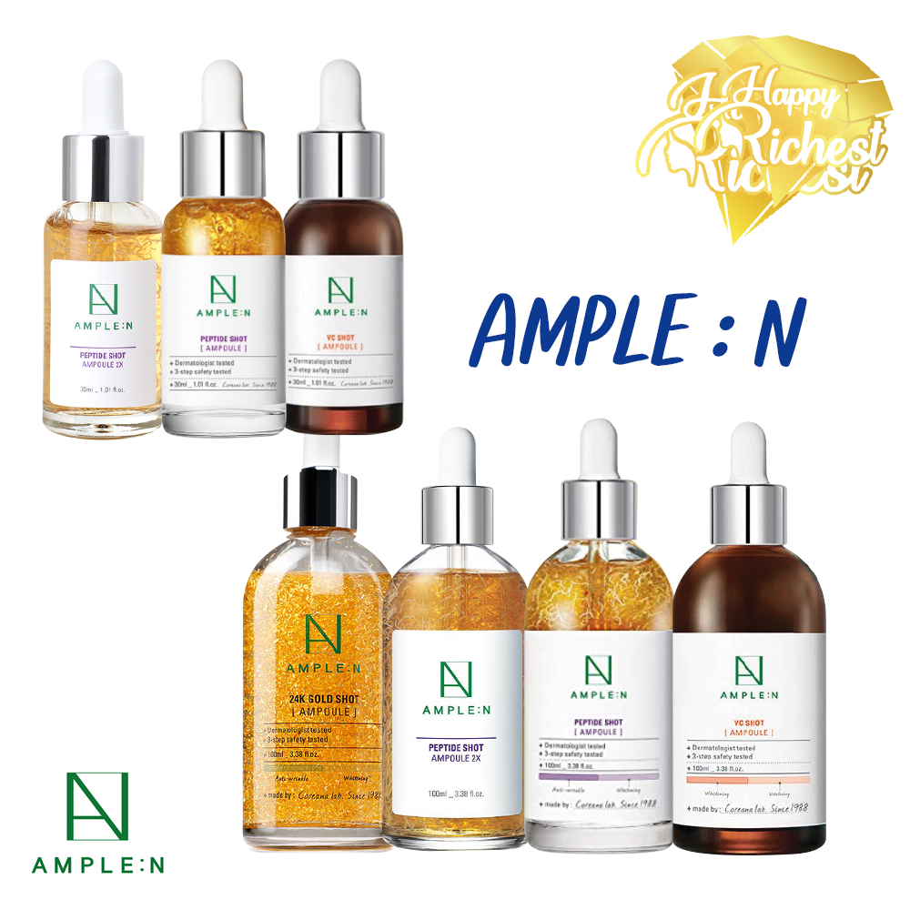 Sale แท้100% Coreana Ample:n Shot Ampoule 30ml , 100ml Peptide / VC / 24k Gold / Ceramide เซรั่ม แอมพูล