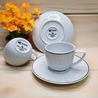 ชุดแก้วกาแฟช๊อตเอสเพรสโซ่การบินไทย เซรามิกRoyal Porcelain สินค้าพร้อมส่ง