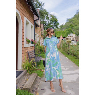 Flora Maxidress เม็กซี่เดรสผ้าป่านลินิน พิมพ์ลายดอกสีสันสดใส กระเป๋าด้านหน้า