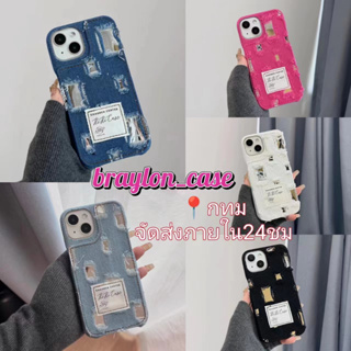 🌷Braylon🌷จัดส่งภายใน24ชม ขอบเต็ม iphone 11 14 pro max ผ้ายีนส์ สีขาว ความคิดสร้างสรรค์ เรียบง่าย case for iPhone 12 13