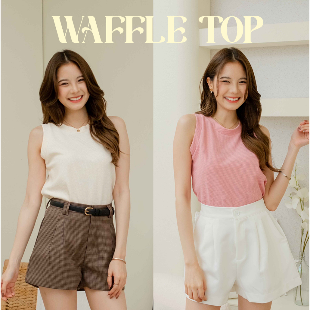 Basic Club เสื้อกล้ามแขนกุด Waffle Top 6 สี