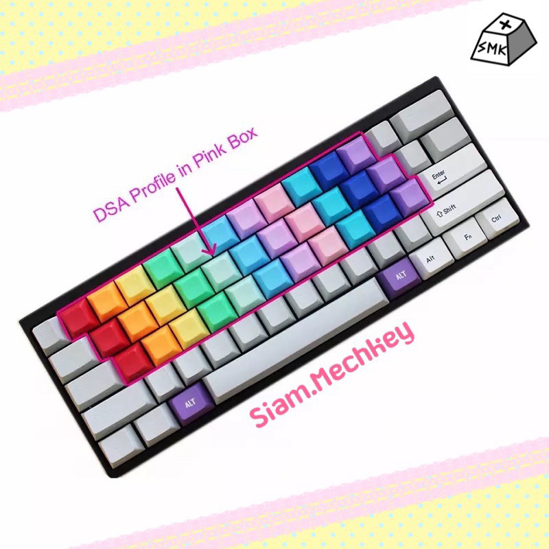 พร้อมส่ง ของแท้ 7สี 1.75U : DSA Profile Keycap คุณภาพดี PBT คีย์แคปเปล่า Mechanical Keyboard