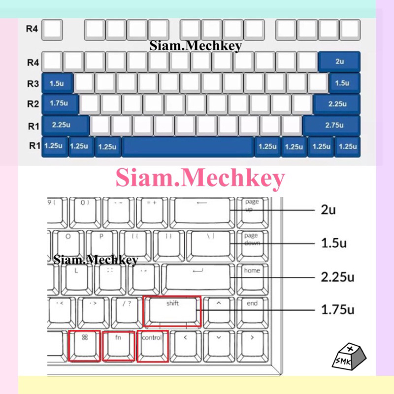 พร้อมส่ง ของแท้ 7สี 1.75U : DSA Profile Keycap คุณภาพดี PBT คีย์แคปเปล่า Mechanical Keyboard