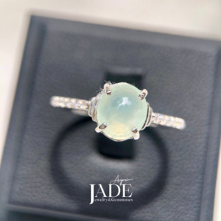 เเหวนหยกพม่าเเท้ Natural Jadeite Type A Icy Mint Green เนื้อเเก้วใสกึ่งวุ้น มีโกลว์ เกรดหยกจักรพรรดิ์