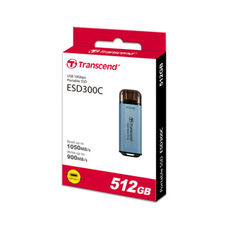 Transcend External SSD smallest 512GB : ESD300C : Type-C connectors : รับประกัน 5ปี - มีใบกำกับภาษี-TS512GESD300C