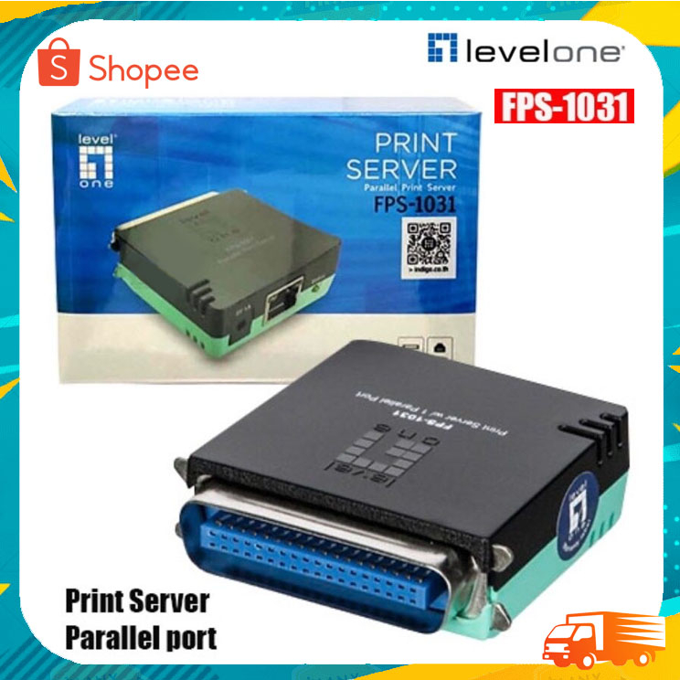 อุปกรณ์เชื่อมต่อเครื่องปริ้นเตอร์ผ่านอินเตอร์เน็ต LevelOne FPS-1031 Parallel Print Server