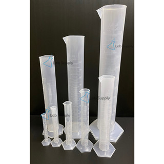 Measuring Cylinder(PP)(Plastic), EU Design, Hexagonal Base กระบอกตวงพลาสติกฐาน6เหลี่ยม 10 25 50 100 250 500 ml.