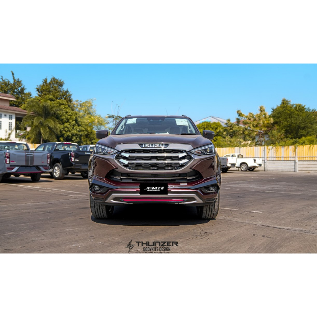 ชุดแต่ง ISUZU MU-X 2021 SPORTสเกิร์ตหน้า/ข้าง/หลัง สปอยเลอร์/สปอยเลอร์ยก สติ๊กเกอร์ แบรนด์ THUNZER