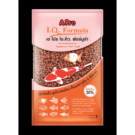 [1kg.2ถุง] อาหารปลาสวยงาม Apro IQ Formula สีแดง สูตรเร่งสีเร่งโต ถุง1กิโลกรัม