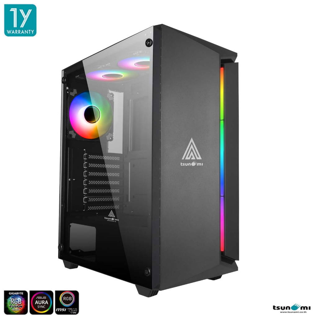 เคสคอมพิวเตอร์ Tsunami Adventure L26M Tempered Glass ARGB ATX Gaming Case with 1264K*3 รับประกันสินค