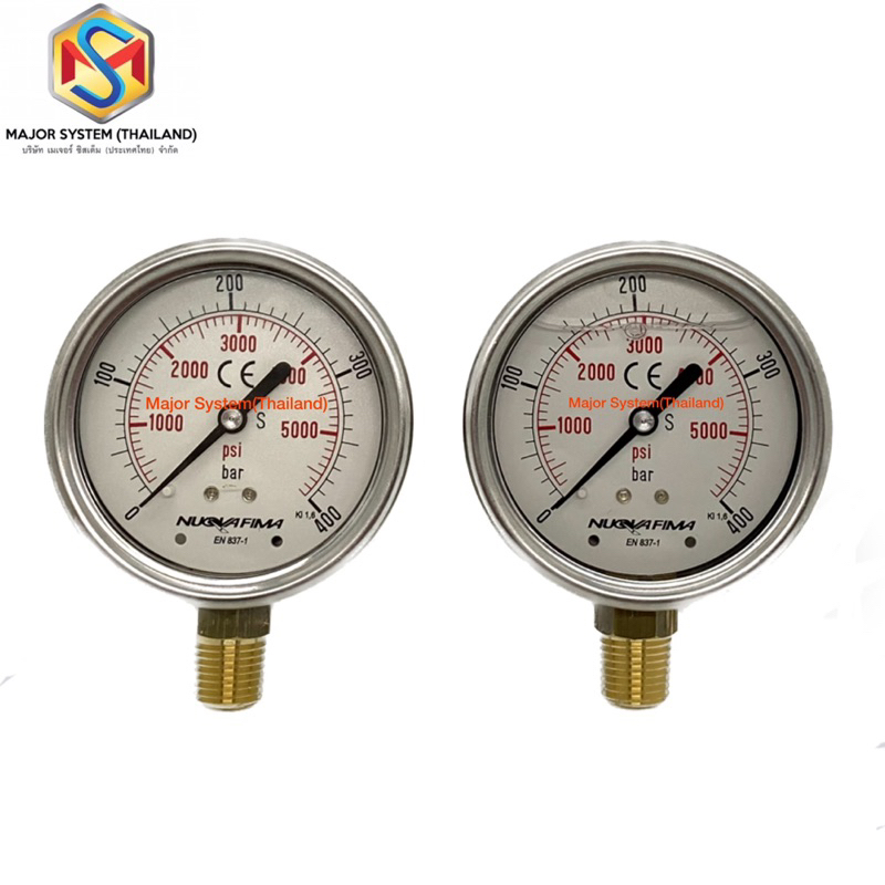 Nuova Fima เกจวัดแรงดัน 2.5นิ้ว Pressure gauge แสตนเลส ขนาดหน้าปัด 2.5 นิ้ว เกลียวทองเหลือง 1/4" ออก