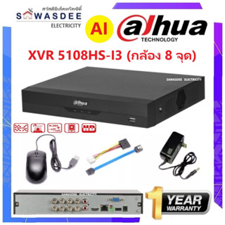 XVR DAHUA เครื่องบันทึกกล้องวงจรปิด 8 CH รุ่น 5108HS-I AI รองรับกล้อง 5 ล้านพิกเซล 5 ระบบ (ใช้กับกล้องมีสี/เสียงได้)