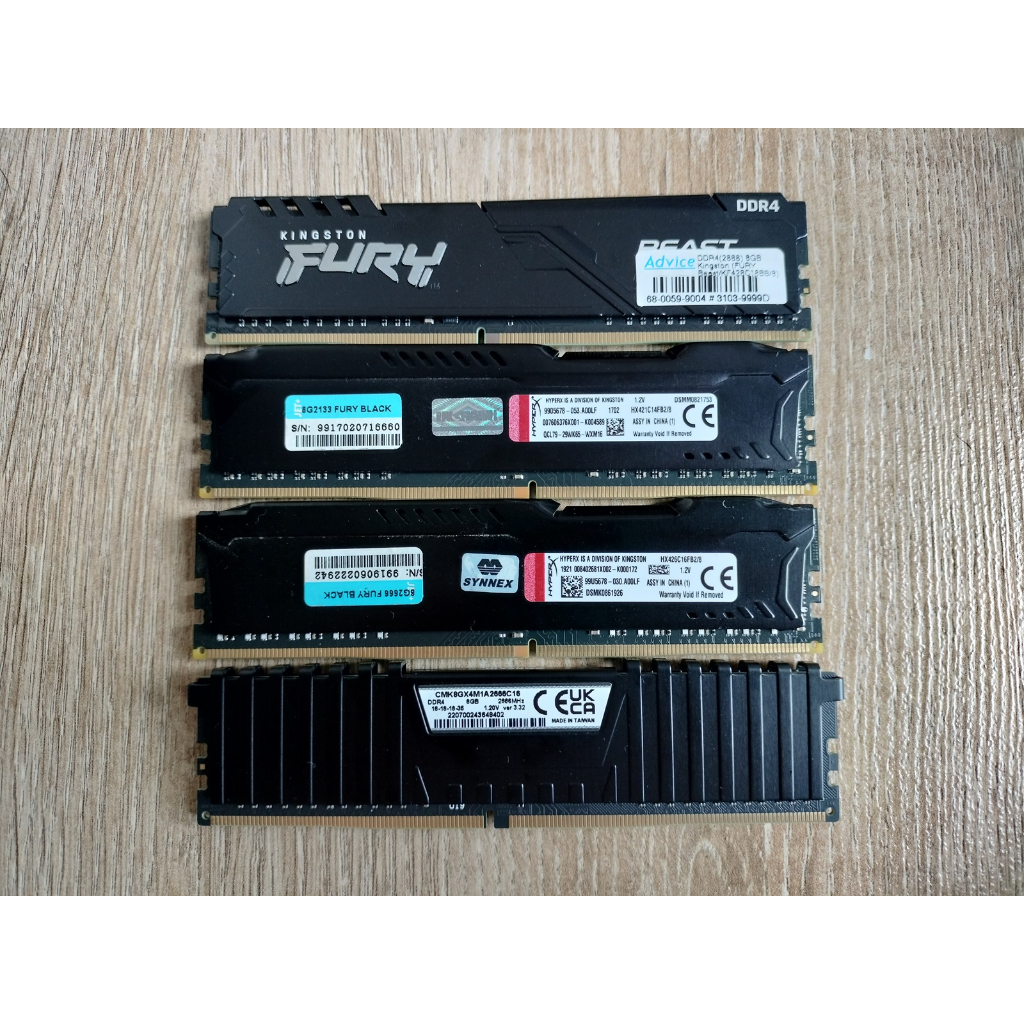 RAM แรม (หน่วยความจำ) DDR4 Kingston Corsair Gskill Apacer Zadakฯ DDR4 2133 2400 2666 3000 3200 8x1 8