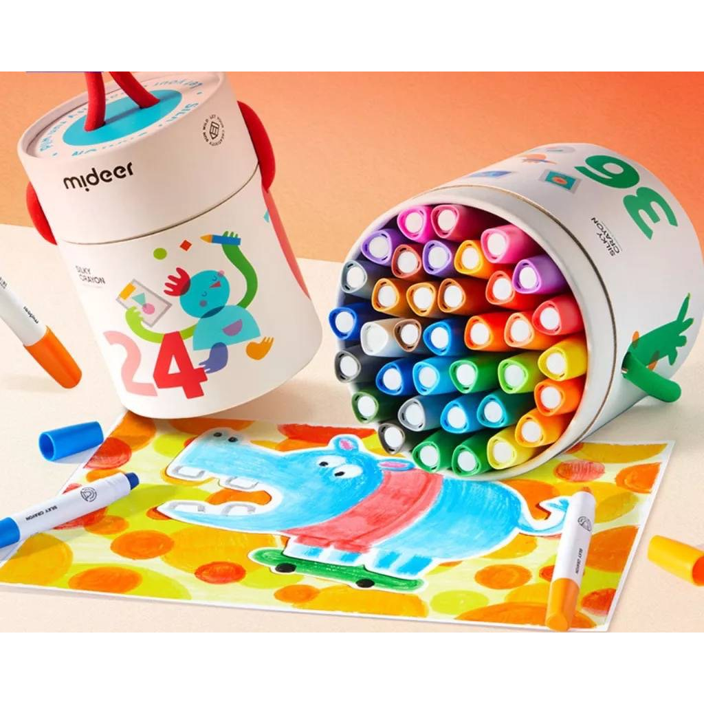 Mideer มิเดียร์ Silky Crayons-colorful Bucket บักเก็ตสีเทียนใยไหมแบบพกพา