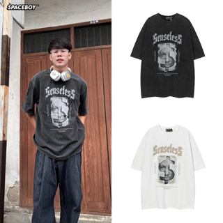 spaceboy เสื้อยืดโอเวอร์ไซส์แขนสั้น Unisex ลาย “ A new annotation ”  [S738]