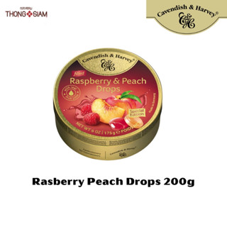 Cavendish &amp; Harvey Rasberry Peach Drops ลูกอมรสราสเบอร์รี่ผสมพีช ขนาด 200 กรัม(g.)BBE:10/2024