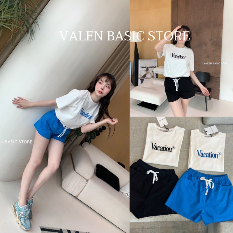 ส่งแมส 🩵 Vacation sporty set  ชุดเซ็ทดีเทลปักลายนูนกำมะหยี พร้อมกางเกงขาสั้นปล่อยชายรุ่ย