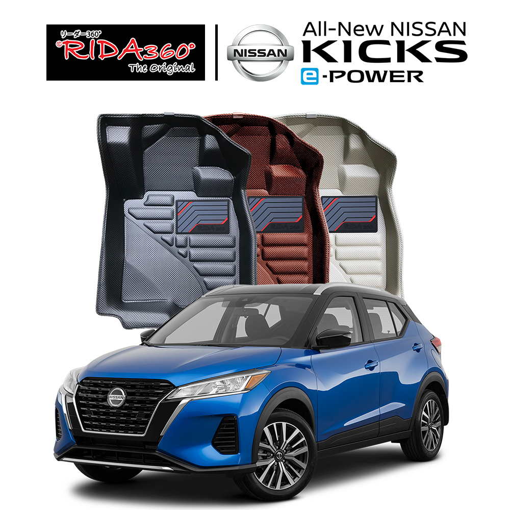 พรมรถยนต์ nissan kicks gen2 ขึ้นไป 2022-NOW RIDA360 พรมปั้มขึ้นรูปชิ้นเดียว [149] *ระบุไฟใต้เบาะแถว2 *Gen1 สอบถามก่อนได้