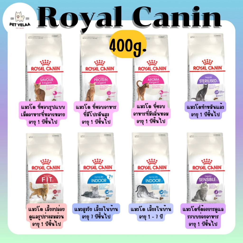 Royal Canin โรยัลคานิน อาหารเม็ดแมว แมวโต ดูแลสุขภาพ ขนาด 400g.